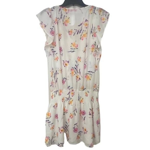 PARKER NWT White Floral Smocked Waist Flutter Sleeve  Mini Dress Large Whimsy - Picture 9 of 12